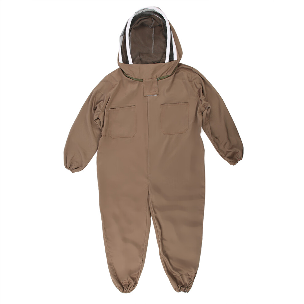 (XXL) Beekeeping Protective Suit Breathable Smock Zipper Light Brown XXL-image-OPC-PM282JZ-NEW
