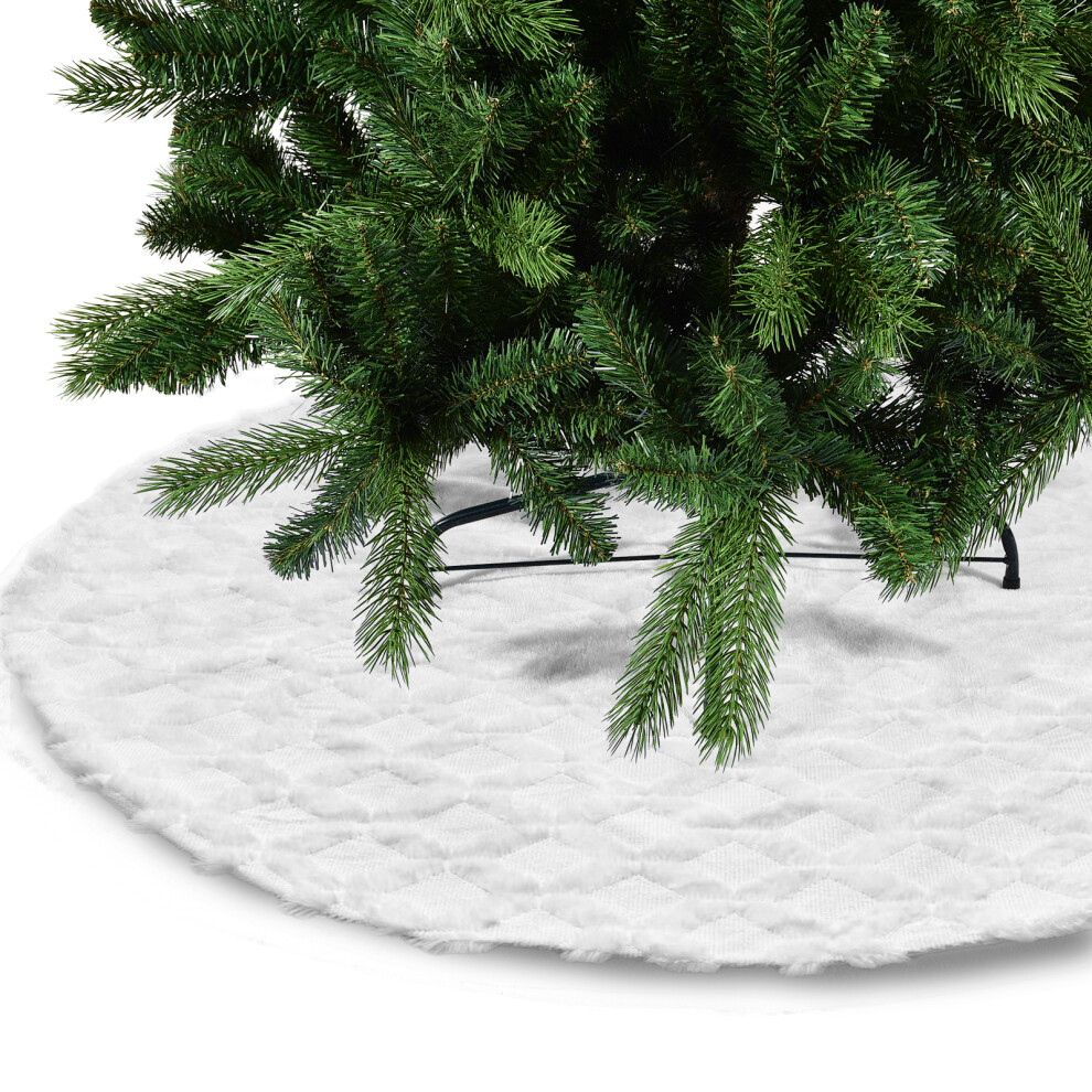 48 Inch Christmas Tree Skirt Faux Fur Knitted Plush Reusable-image-OPC-PM28HYD-NEW