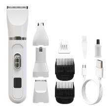 Cat Hair Shaver 4-In-1 Low-Noise Dog Clipper, Nail Clippers, Rechargeable Cordless Pet Grooming Kit for Dogs and Cats