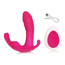 Vibrator Wearable Dildo G-Spot Clitoral Butterfly Vibrating Panties Red Erotic Toy For Women