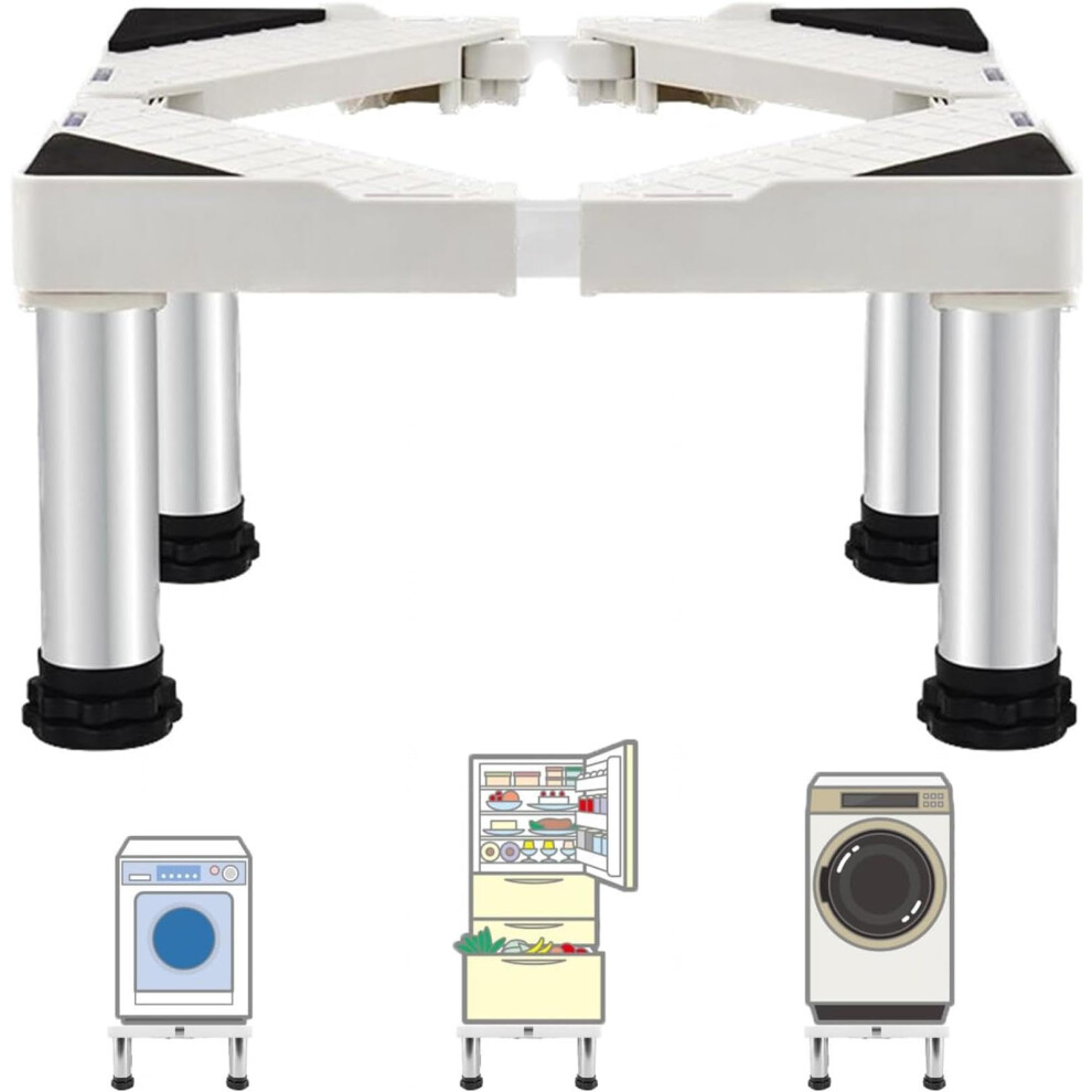 Washing Machine Base 28-Inch Wide Universal Pedestal for Washer and Dryer, 12 Strong Feet, Adjustable White Laundry Stand-image-OPC-PM28RTK-NEW