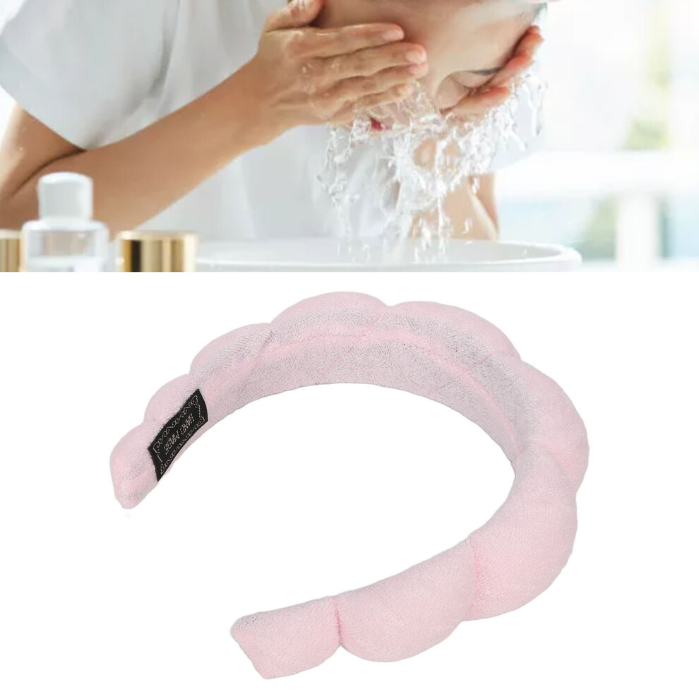 Pink Spa Headband With Sponge & Terry Towel Cloth For Face & Makeup Removal