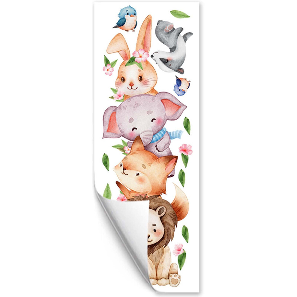 Door Stickers Self-Adhesive Cartoon Forest Animal Wall Decals, Nursery Decor For Baby Room, Kindergarten, Living Room