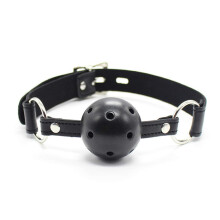 SM Gag Ball Gag Leather Bondage Harness With Hollow Ball Gag And Air Holes, Adjustable BDSM Toy For Beginners Couples