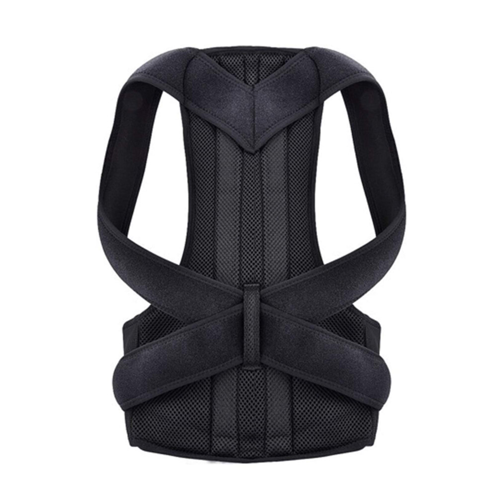 Black Posture Corrector Neoprene Back Corset Brace Straightener Shoulder Spine Support Belt Back Fatigue XX-Large Unisex