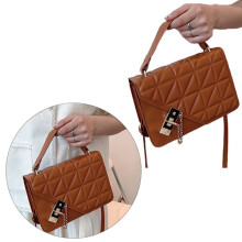 Large Capacity Brown PU Small Handbag, Adjustable Shoulder Bag for Women