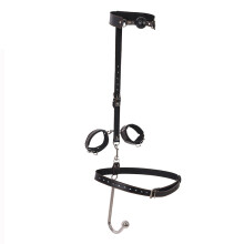 Anal Butt Plug With Anal Hook - Leather Metal Bondage Kit, Adjustable Size, Collars And Handcuffs, Mouth Plug