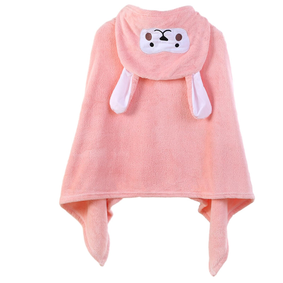 Cartoon Baby Bathrobe Hooded Coral Velvet Cloak Soft Absorbent Winter Baby Towel 70X140cm Orange