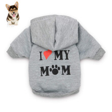 Dog Clothes I Love My Mom Printed Hoodie Warm Puppy Sweatshirt