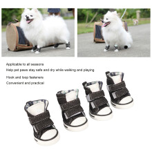 (5#) 4pcs Canvas Puppy Shoes Fashion Cute All Seasons Breathable 5#