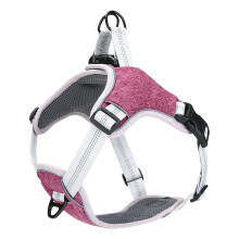 (M) Reflective Dog Harness Purple Adjustable Breathable Oxford