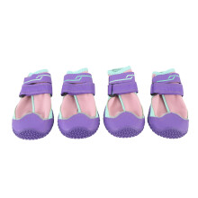 (Pink Purple, Plush, 4Pcs Size 6) 4 Pcs Anti Slip Dog Boots Plush Small Medium Large Pink Purple Size 5