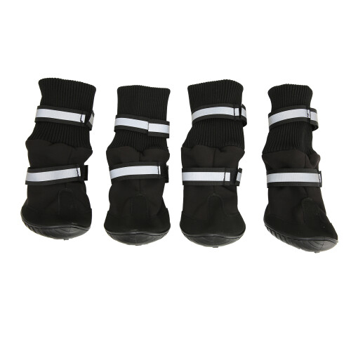 (L) Dog Boot Reflective Warm Adjustable Paw Protection Black