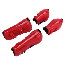 (Set of Red M) 4Pcs Soft Breathable Anti Slip PU Tendon Guard Boots Red Set M