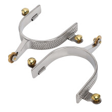 Horse Spurs Western Stainless Steel Riding Roping Spurs Brass Gear