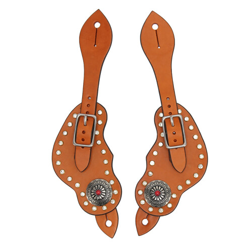 Spur Strap Artificial Leather Adjustable Western Buckle Brown