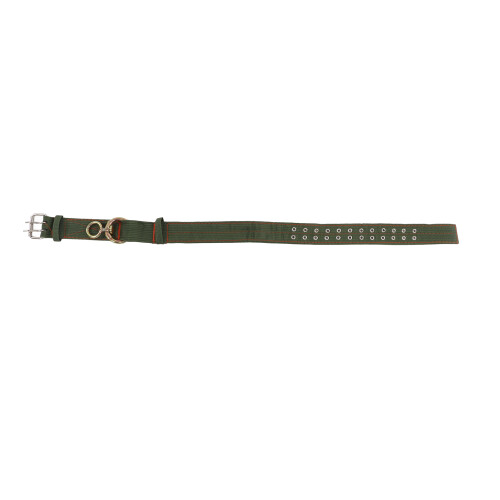 (L) Adjustable 4 Layer Canvas Calf Collar 2 Rows Metal Buckle