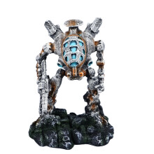 (Blue) Aquarium Robot Decoration Safe Resin Sci Fi Fish Tank Ornament Gray