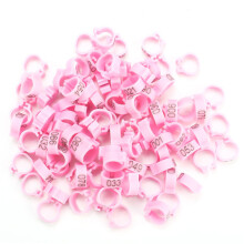 100PCS/Bag 8MM Numbered Plastic Bird Leg Bands Rings (Pink)