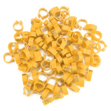 100PCS 8MM Numbered Plastic Bird Leg Bands Rings (yellow)