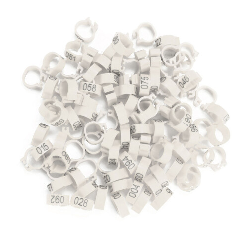 100PCS/Bag 8MM Numbered Plastic Bird Leg Bands Rings (White) 1