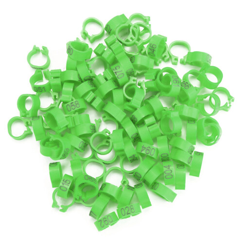 100PCS 8MM Numbered Plastic Bird Leg Bands Green 1