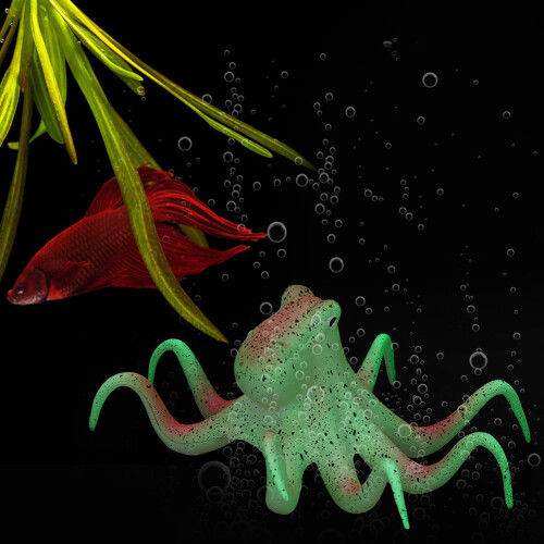 Silicone Fluorescent Octopus Aquarium Decoration Green 2