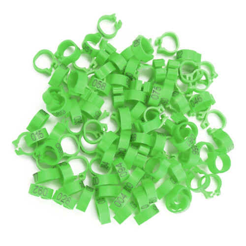 100PCS 8MM Numbered Plastic Bird Leg Bands Green 2