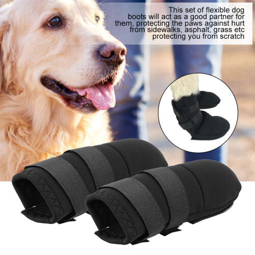 2pcs Dog Boots AntiSlip Sole Adjustable Straps M 2