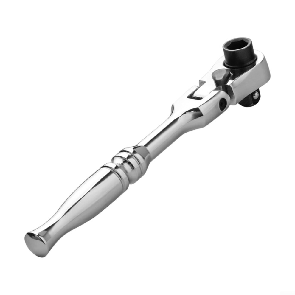 Multifunctional Ratchet Wrench Screwdriver Handle With Socket Batch Head 180-Degree Folding Chrome-Vanadium Steel White 9016109352682