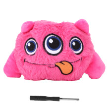 (Green Hair) Dog Electric Bouncing Ball Toy Vibrating Sounding Plush Red