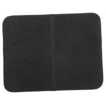 (Black M) EVA Double Layer Cat Litter Mat AntiSlip Black M