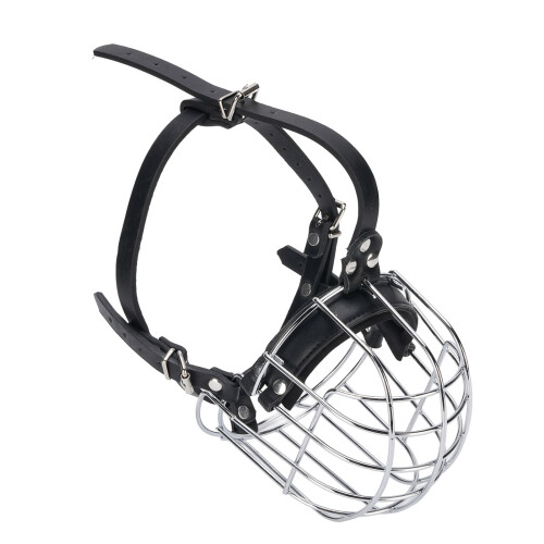Metal Wire Dog Muzzle with PU Leather Straps for Medium Large Dogs 2