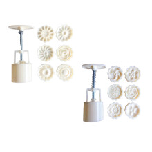 2 Sets Handdruck Blumenform Mondkuchen Backwerkzeug Kuchenherstellung
