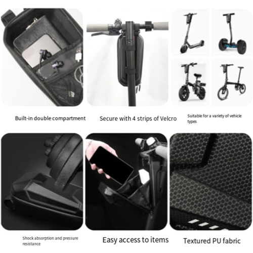 Electric Scooter Front Storage Bag Hard Shell Waterproof Large Capacity 3L 2L Universal Front Mount 1