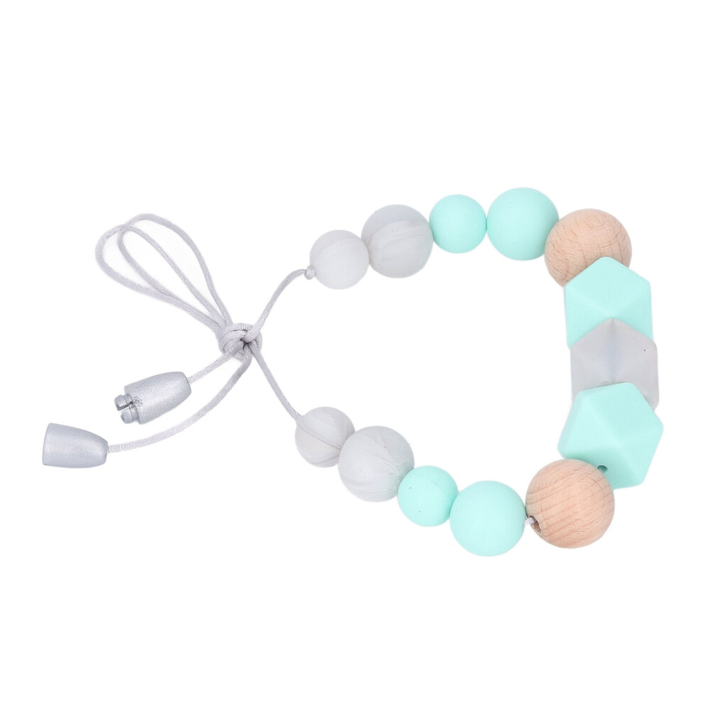 Bright Mint Silicone Beaded Baby Chewable Teething Necklace Toy Green