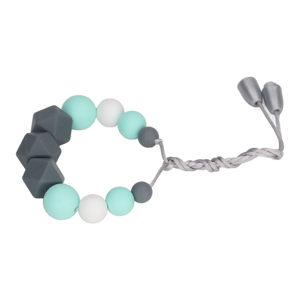 Mint Green Baby Teething Necklace Soft Silicone Beaded Gum Massage for Toddlers