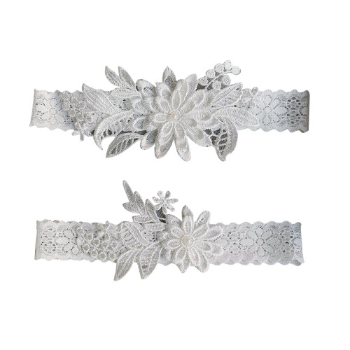 1 Paar Accessoire Blumenweiß Gürtel