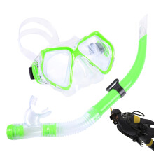 Masque and Snorkel Adult Goggles Set for Diving Anti Leak Anti Fog Green Panoramic View Safe Breathing