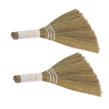 Handwoven Vietnamese Grass Brooms Two-Piece Set For Hardwood Floors Compact Handheld Dust Sweepers With Soft Bristles