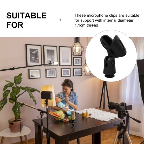5 Stk. Universal Mikrofonstativ Clip On Halterung (Schwarz) 1