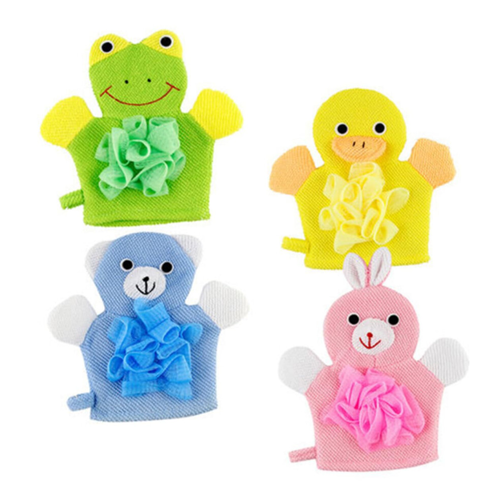 Shower Gloves 4 Pcs Cartoon Design Kids Bath Scrubbers For Boys, Durable Bath Glove Scrubber, Comfortable Cleaning