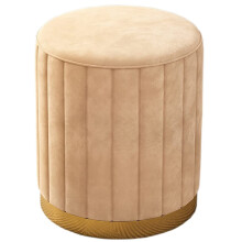 Round Velvet Footstool With Gold Base Dressing Stool For Living Room And Bedroom Cushioned Seat