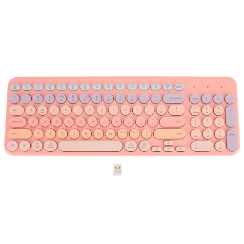 (Pink) Wireless Keyboard 2.4G Ergonomic Pink Full Sized