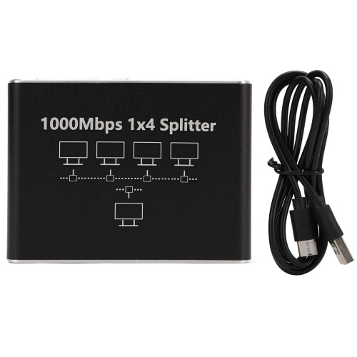 Ethernet Splitter 1 to 4 1000Mbps LAN Switch for Cat 6 7 8