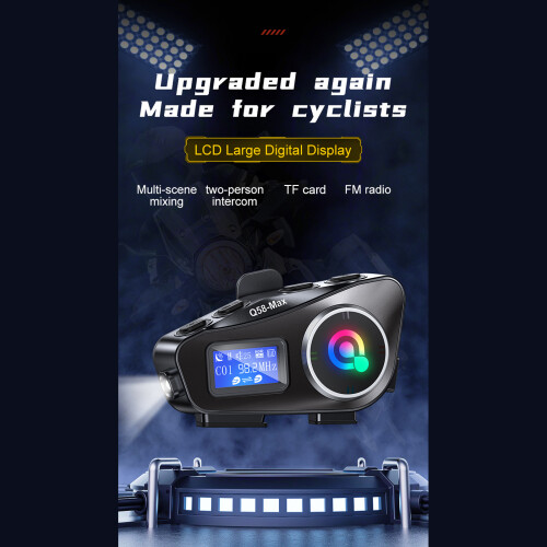 Q58 Max Wireless Motorcycle Intercom 2 Riders 500M Noise Cancellation