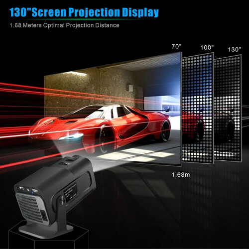 1080P Mini Projector Voice Control Keystone 360 Adjust 130inch 1