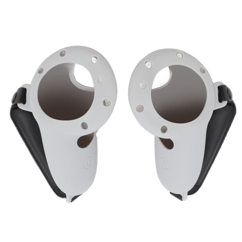 (Gray) VR Controller Grips Soft Silicone Cover with Adjustable Strap