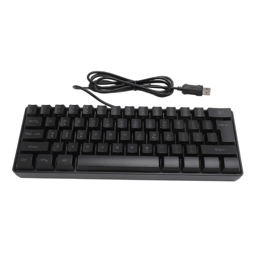 USB Wired Gaming Keyboard 60% RGB Backlight 61 Keys Compact Black