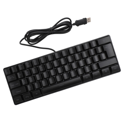 USB Wired Gaming Keyboard 60% RGB Backlight 61 Keys Compact Black 2